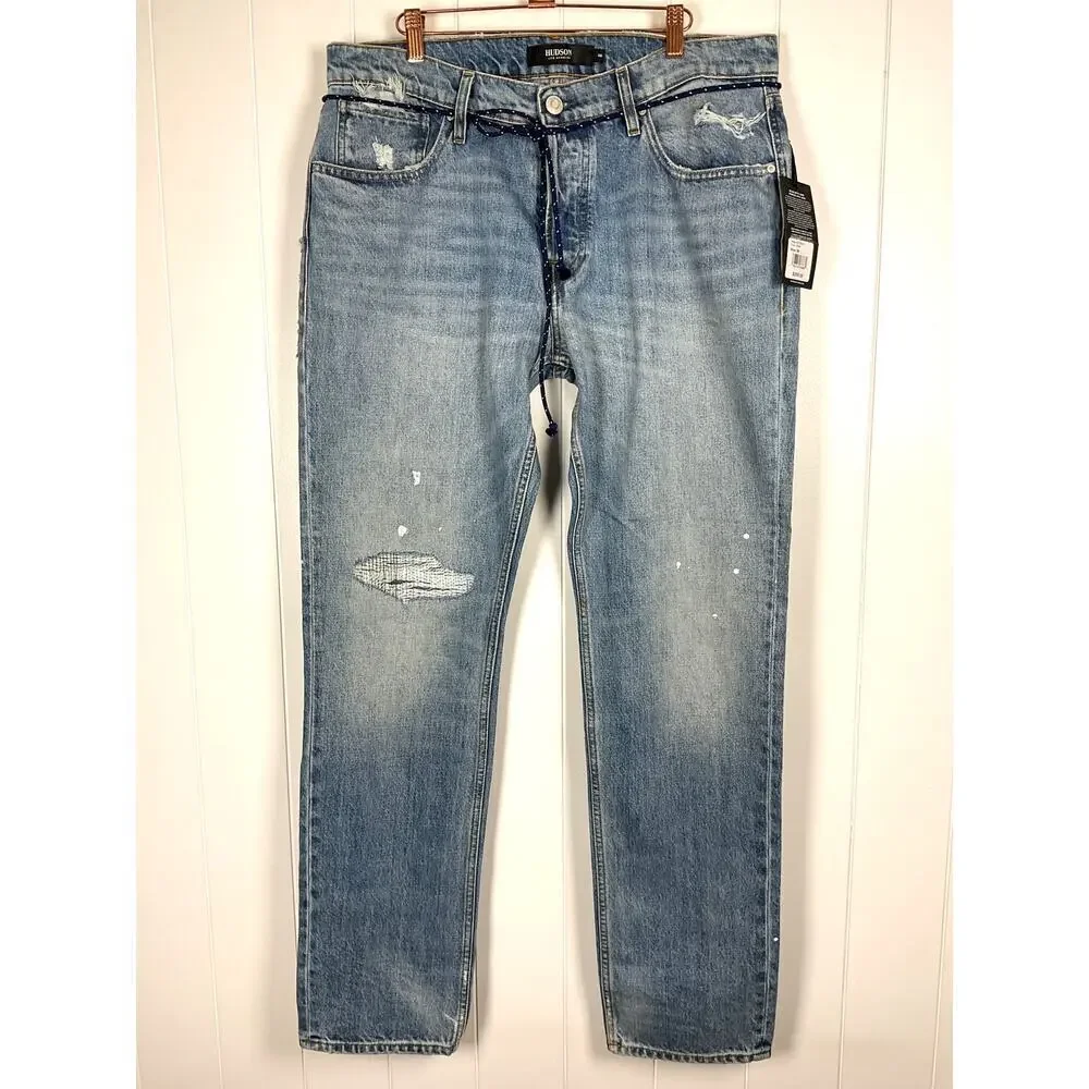 Hudson Blake‎ Slim Straight Leg Destroyed Jeans Size 36 NWT